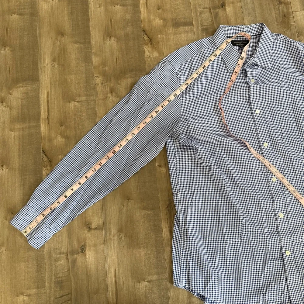 Banana Republic‎ Slim Fit Non Iron Long Sleeve Button Up Men XL Blue White Check